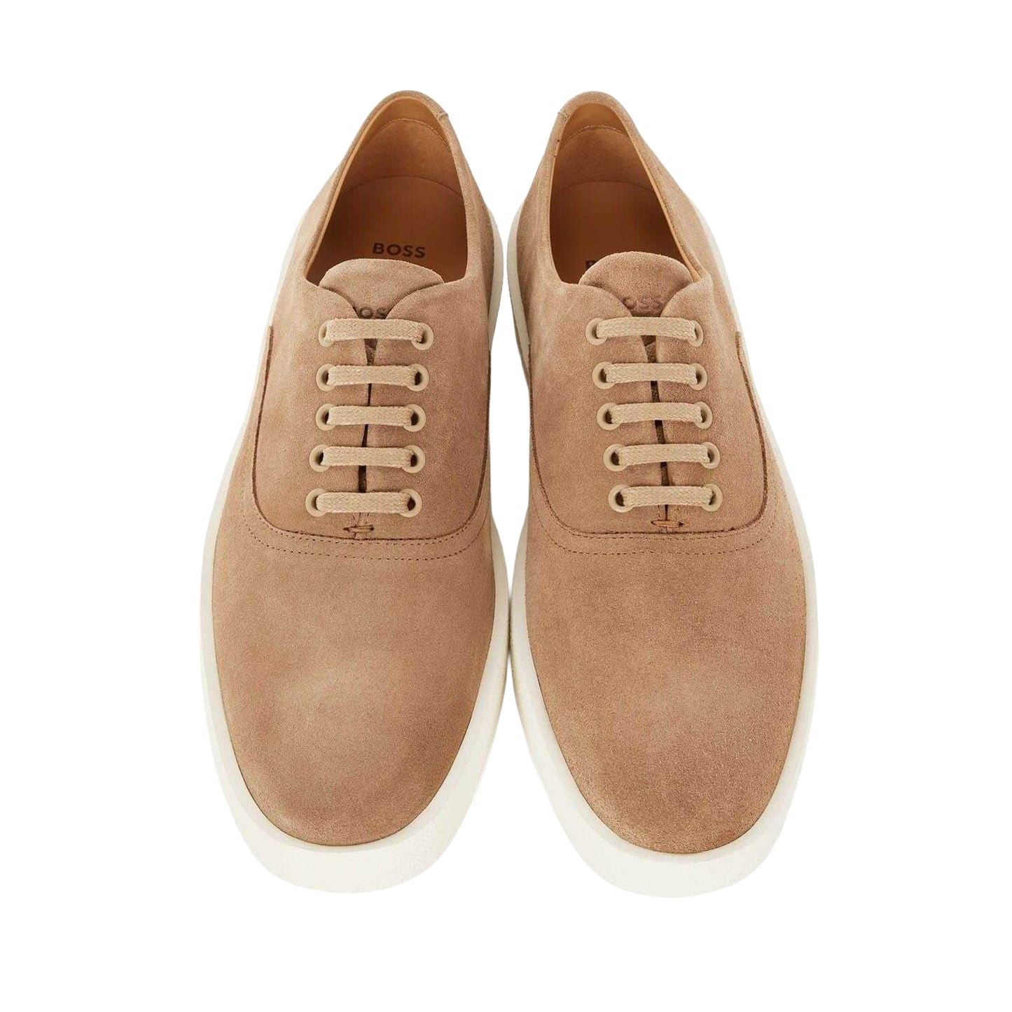 Beige - Close up - Boss Mens Clay Suede Tennis Trainers