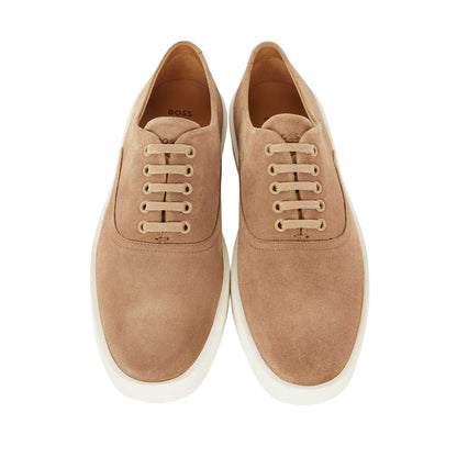 Beige - Close up - Boss Mens Clay Suede Tennis Trainers