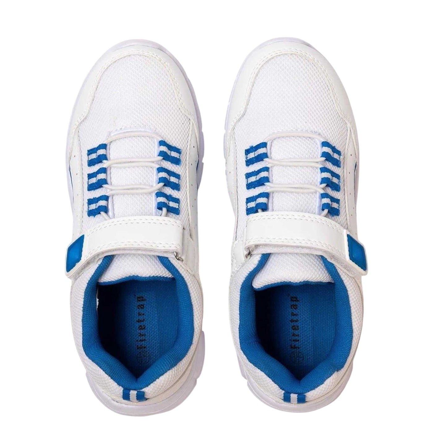 White-Blue - Side - Firetrap Childrens-Kids Hook and Loop Trainers
