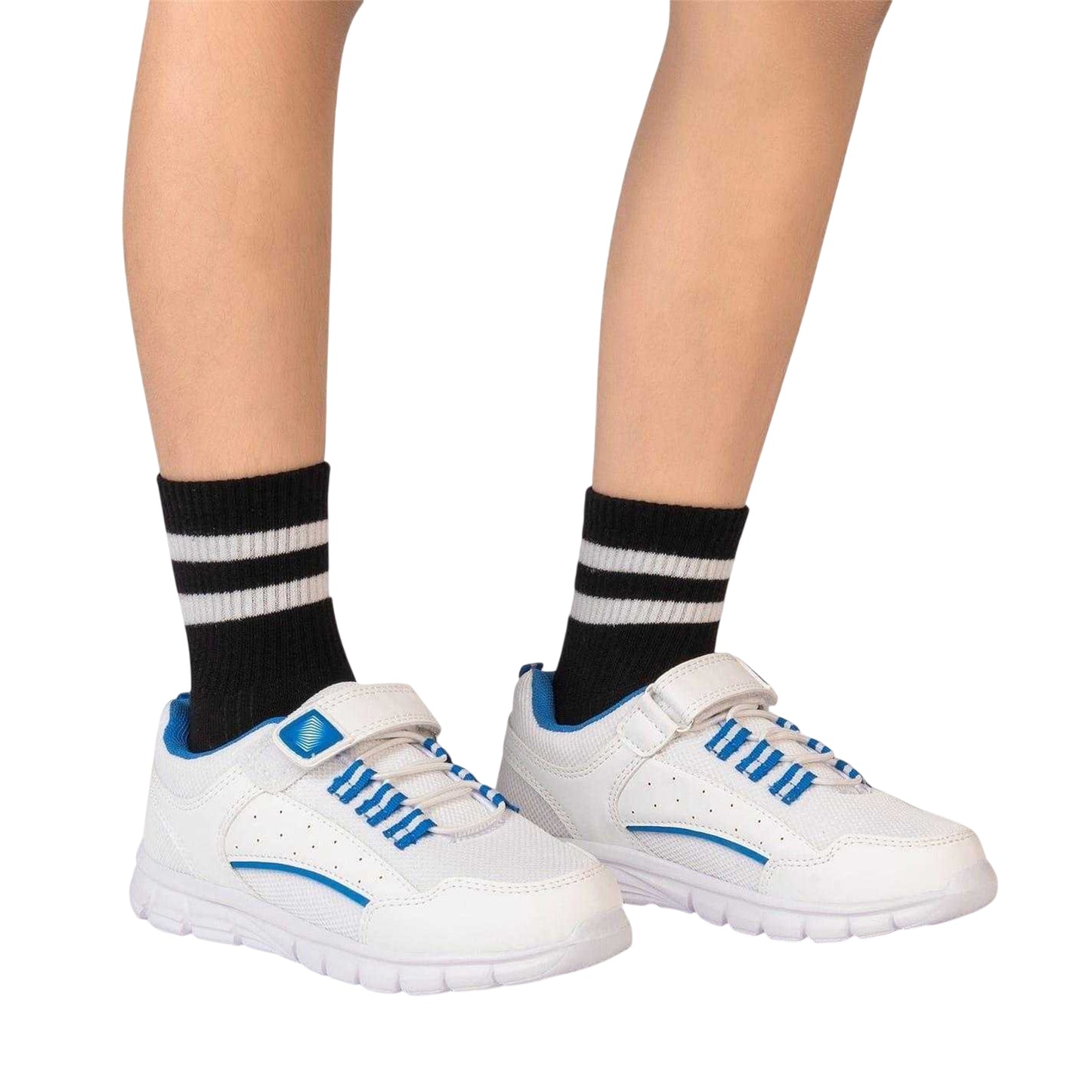 White-Blue - Lifestyle - Firetrap Childrens-Kids Hook and Loop Trainers