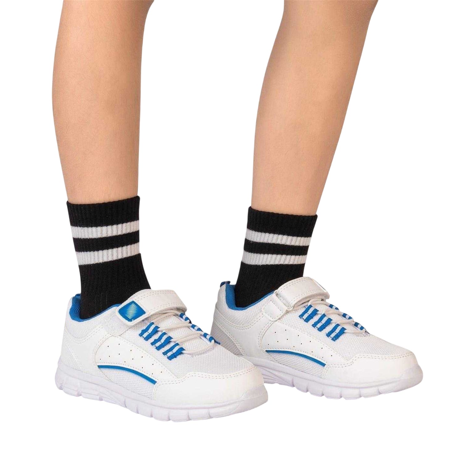 White-Blue - Lifestyle - Firetrap Childrens-Kids Hook and Loop Trainers
