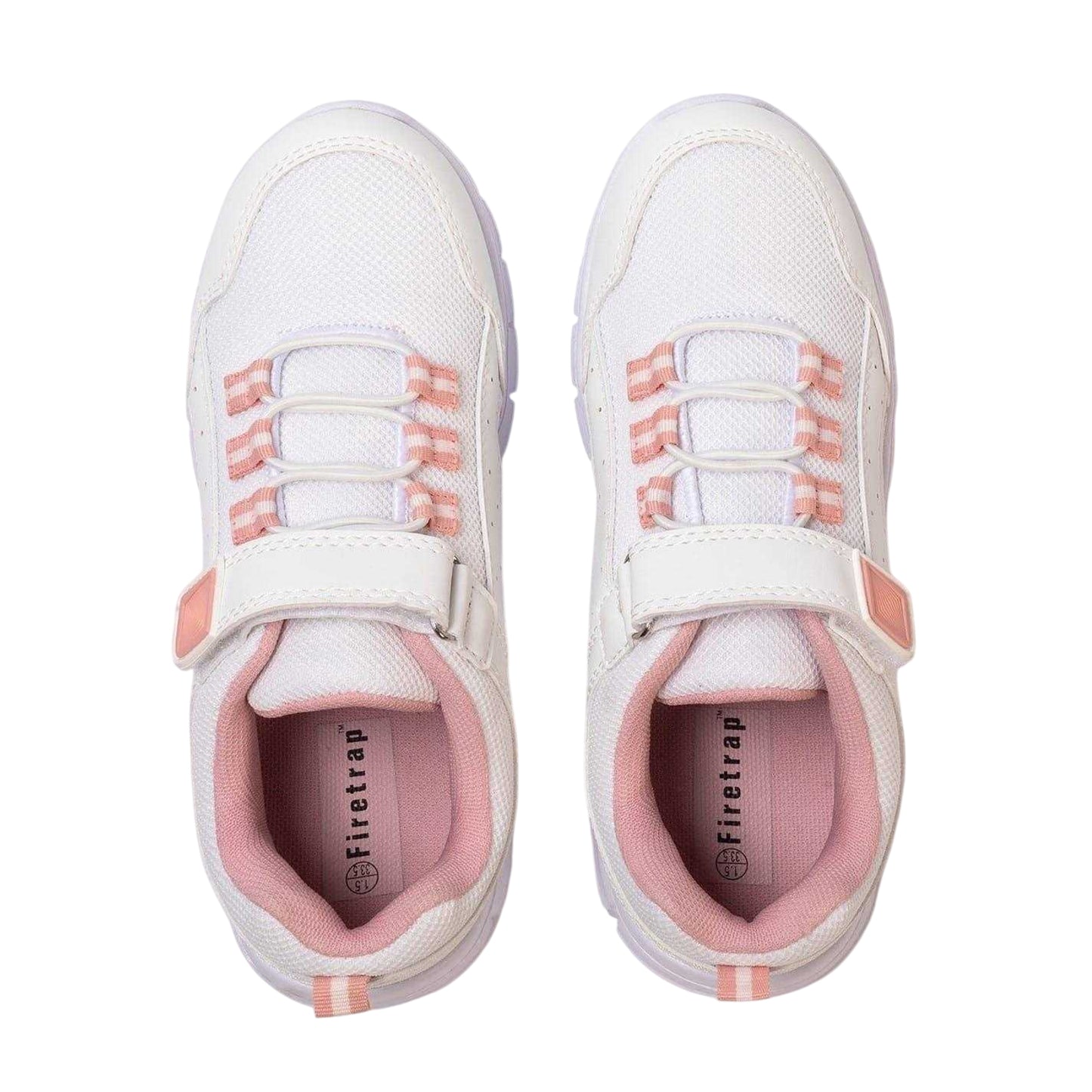White-Pink - Side - Firetrap Childrens-Kids Hook and Loop Trainers