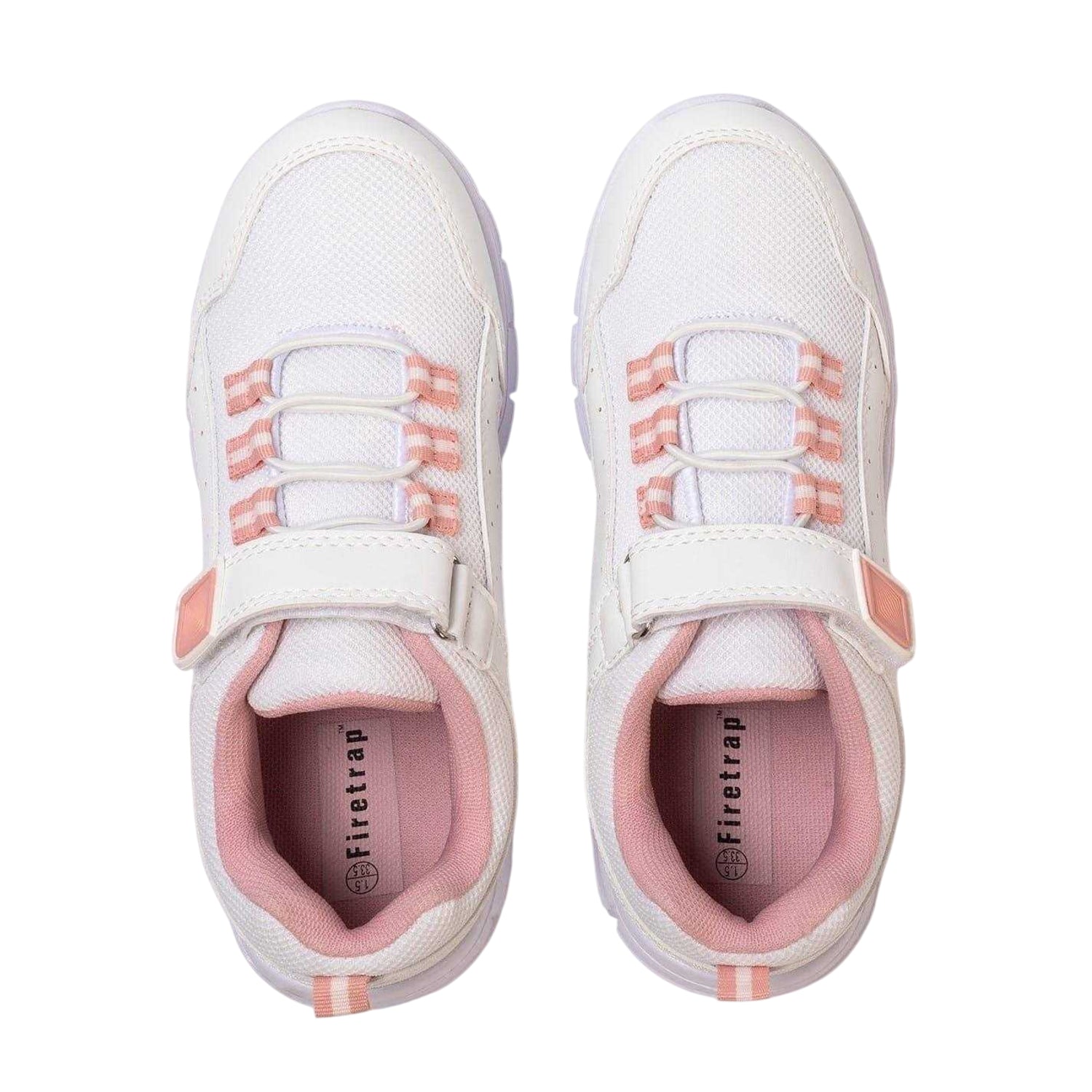 White-Pink - Side - Firetrap Childrens-Kids Hook and Loop Trainers