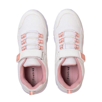 White-Pink - Side - Firetrap Childrens-Kids Hook and Loop Trainers