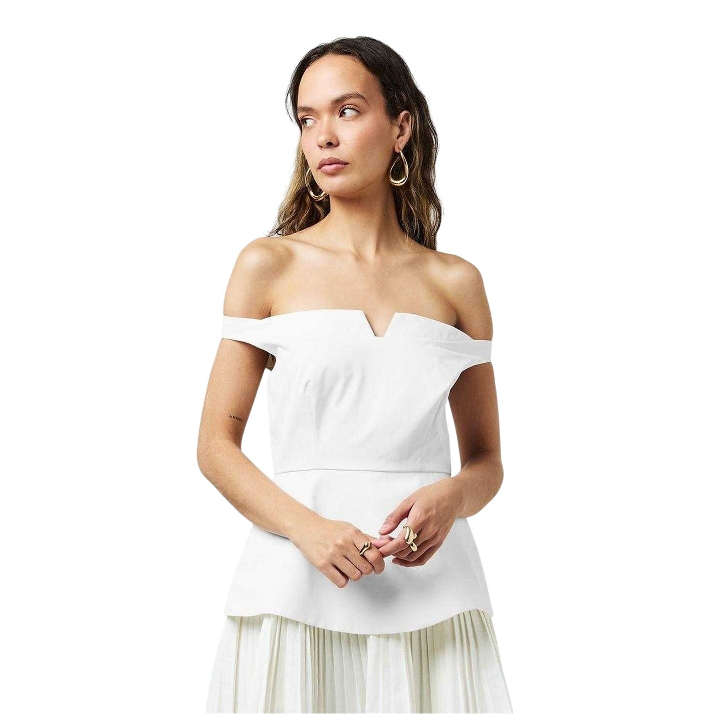 White - Side - Odd Muse Womens-Ladies Exclusive No.1 Bardot Mini Dress