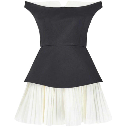 Black-White - Front - Odd Muse Womens-Ladies Exclusive No.1 Bardot Mini Dress