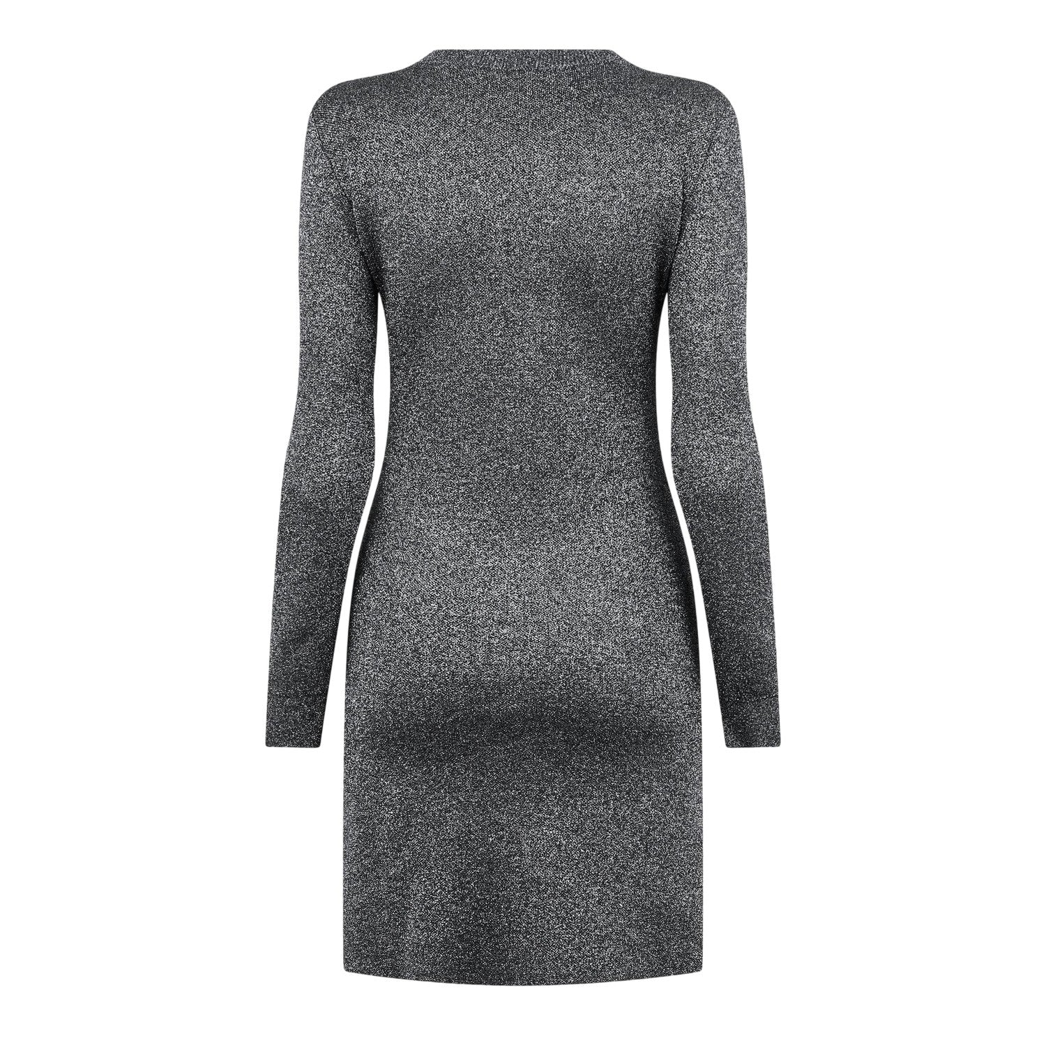Silver-White - Back - Off White Womens-Ladies Glitter Crew Neck Bodycon Dress
