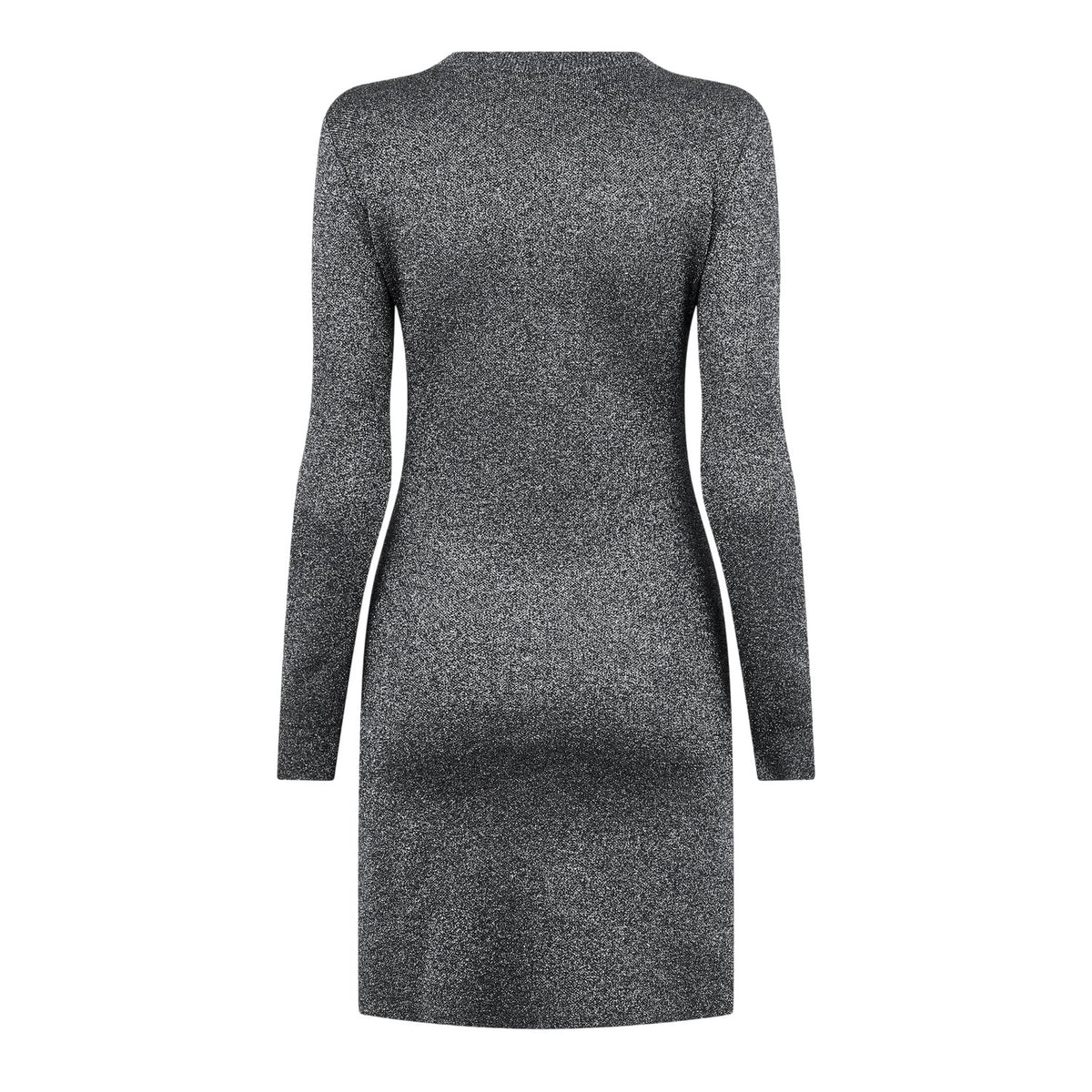 Silver-White - Back - Off White Womens-Ladies Glitter Crew Neck Bodycon Dress