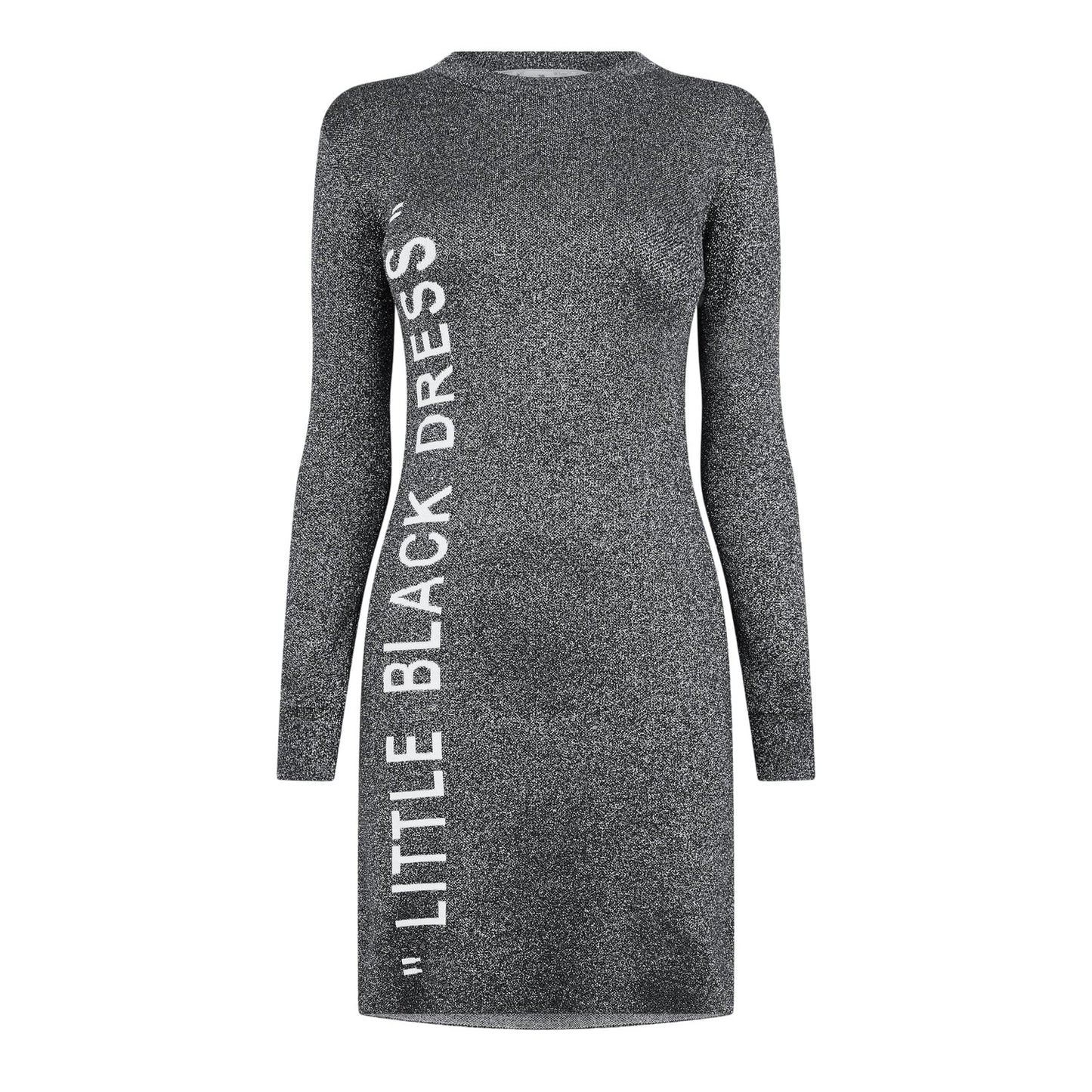 Silver-White - Front - Off White Womens-Ladies Glitter Crew Neck Bodycon Dress