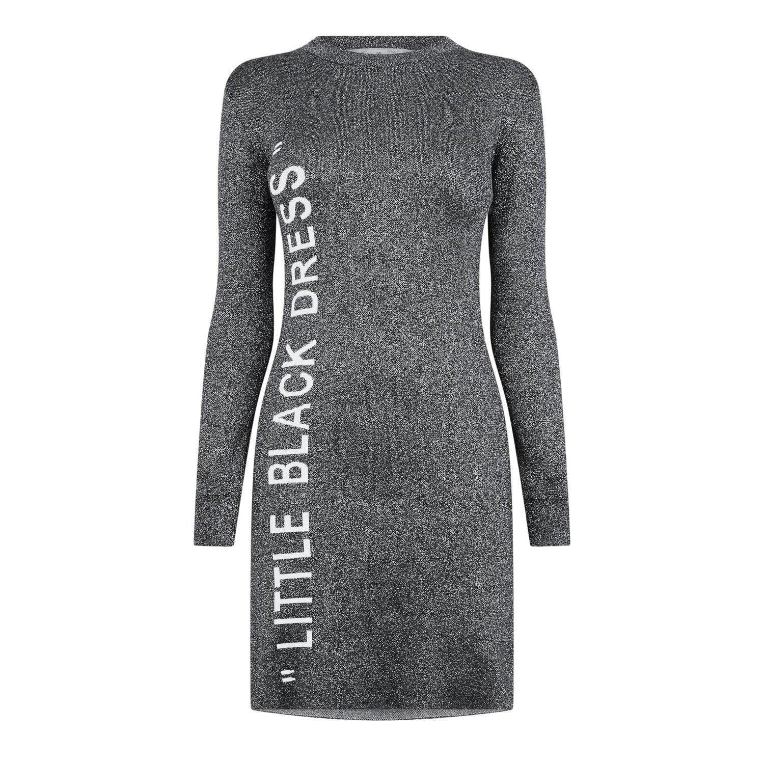 Silver-White - Front - Off White Womens-Ladies Glitter Crew Neck Bodycon Dress
