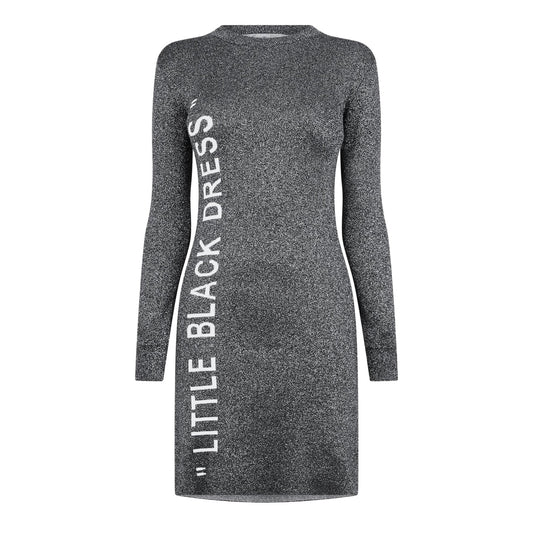 Silver-White - Front - Off White Womens-Ladies Glitter Crew Neck Bodycon Dress