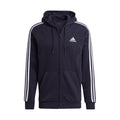 Inkwell - Front - Adidas Mens Essentials 3 Stripes Fleece Full Zip Hoodie