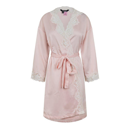 Pink - Pack Shot - Ralph Lauren Womens-Ladies Satin Lace Trim Robe