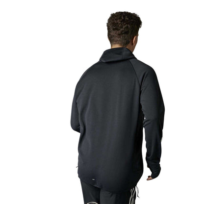 Black - Back - Adidas Mens Own The Run 3 Stripes Hoodie