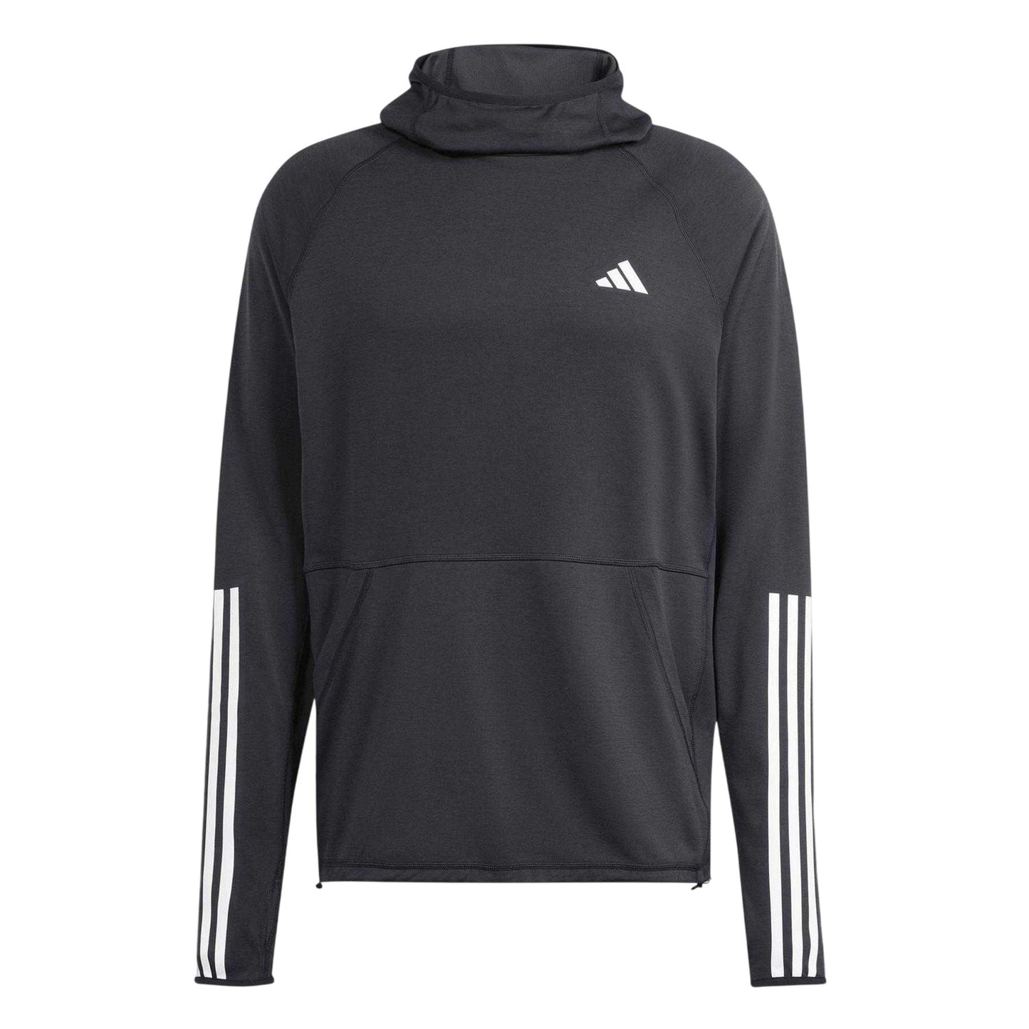 Black - Front - Adidas Mens Own The Run 3 Stripes Hoodie
