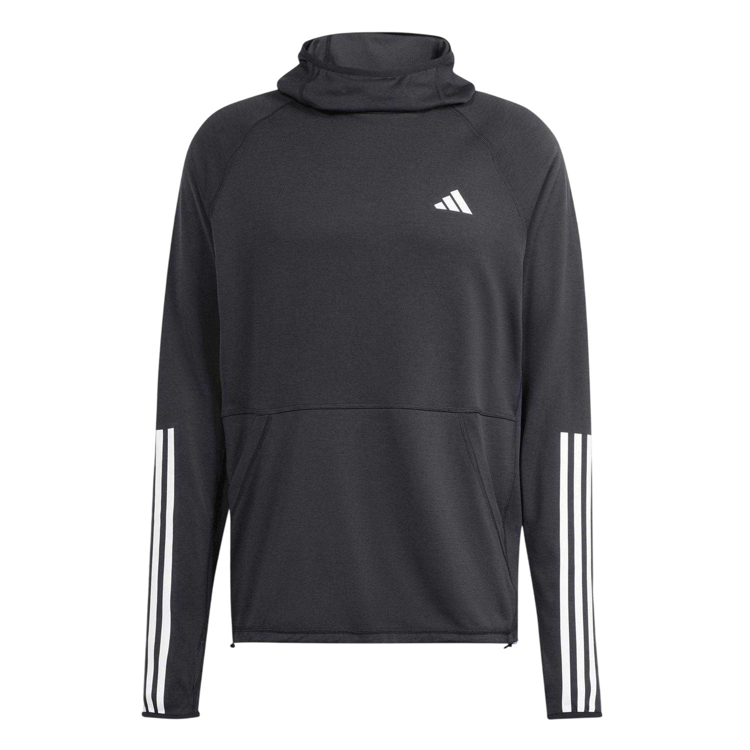 Black - Front - Adidas Mens Own The Run 3 Stripes Hoodie