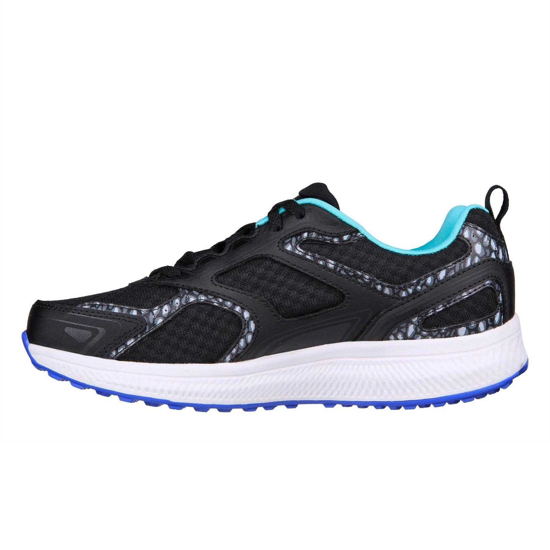 Black-Mint - Back - Skechers Womens-Ladies Logo Low Cut Running Shoes