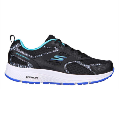 Black-Mint - Side - Skechers Womens-Ladies Logo Low Cut Running Shoes