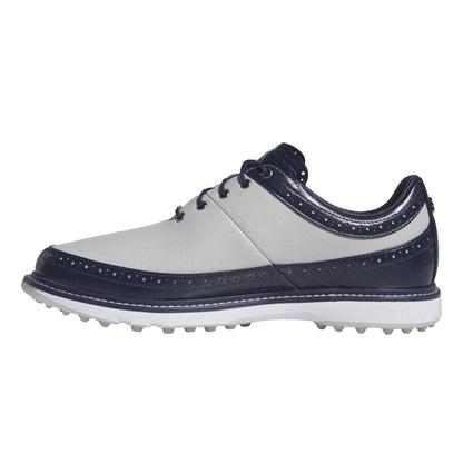 Grey - Side - Adidas Mens MC80 Leather Wing Tip Flat Spikeless Golf Shoes