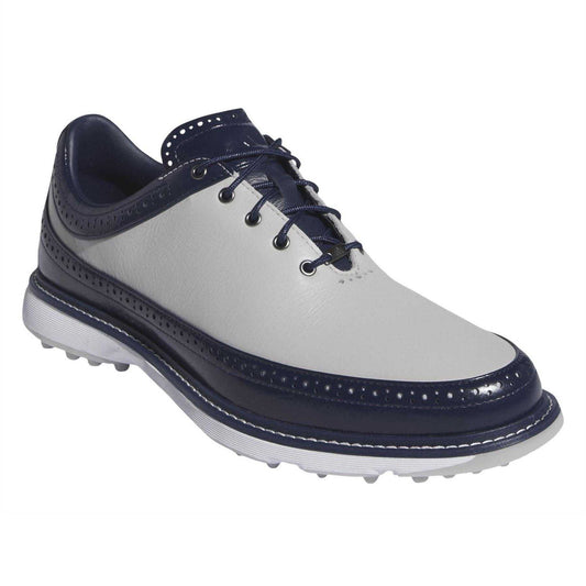 Grey - Front - Adidas Mens MC80 Leather Wing Tip Flat Spikeless Golf Shoes