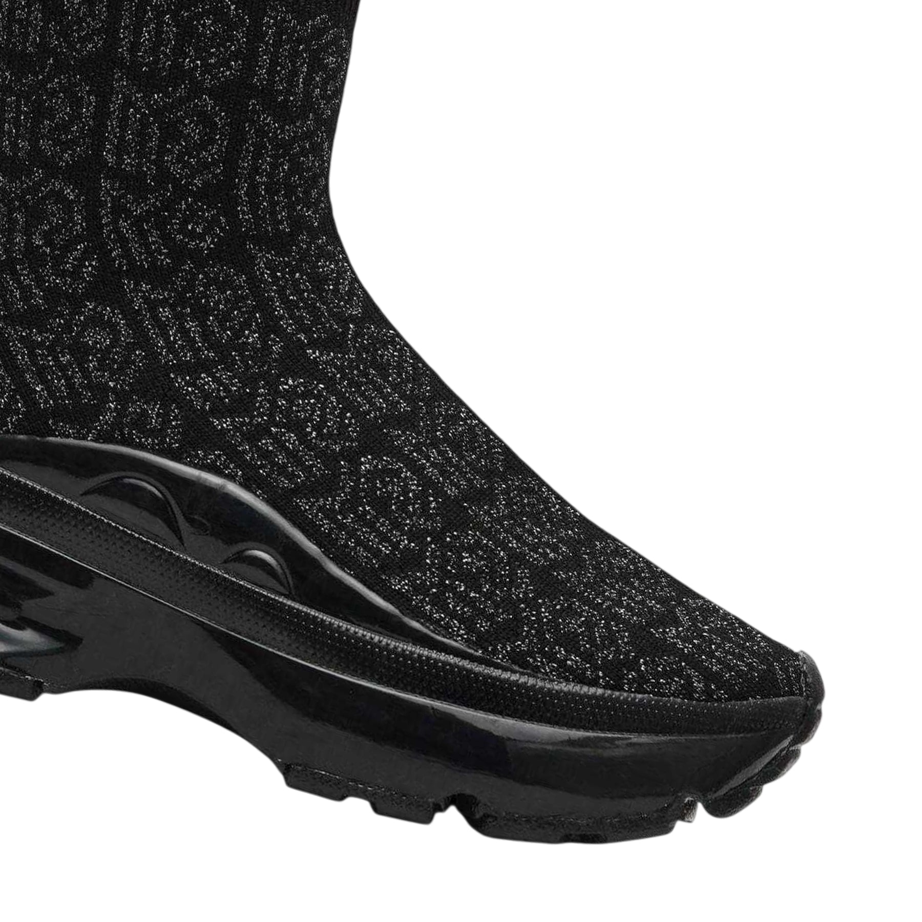 Black - Side - Steve Madden Womens-Ladies Flyby Glitter Sock Trainers