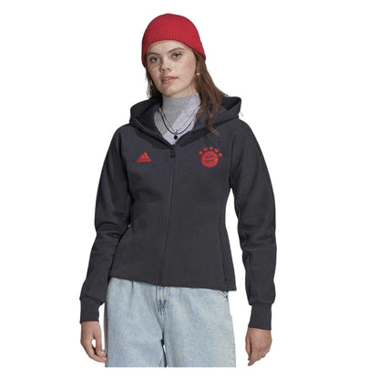 Grey - Side - Adidas Womens-Ladies FC Bayern Munich Anthem Jacket