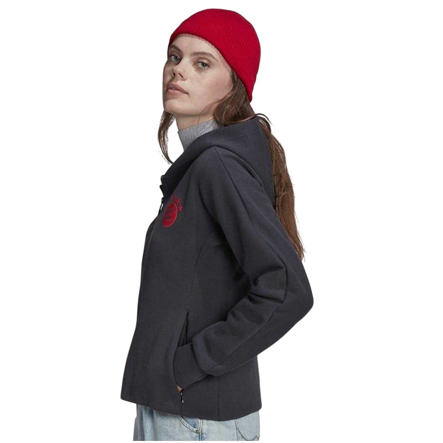 Grey - Lifestyle - Adidas Womens-Ladies FC Bayern Munich Anthem Jacket