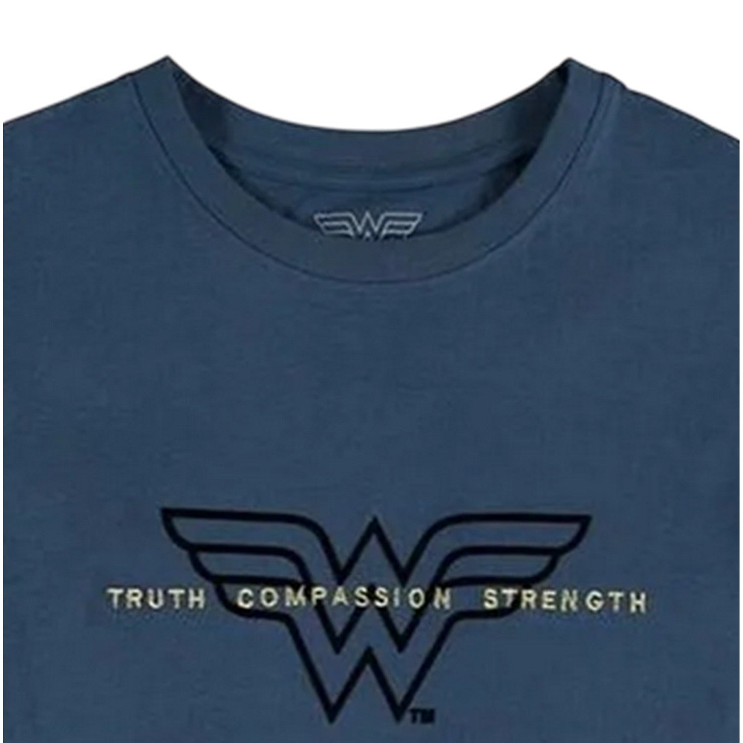 Blue - Side - Wonder Woman Unisex Adult Truth Compassion Strength T-Shirt
