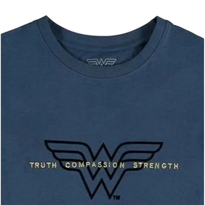 Blue - Side - Wonder Woman Unisex Adult Truth Compassion Strength T-Shirt