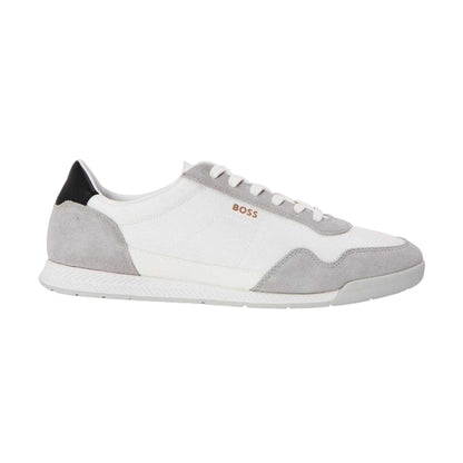 White - Front - Boss Mens Titanium SL Suede Trainers