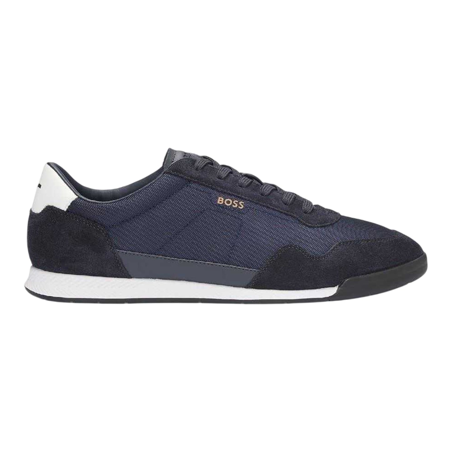 Dark Blue - Front - Boss Mens Titanium SL Suede Trainers