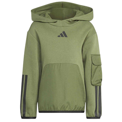 Khaki Green - Front - Adidas Childrens-Kids Utility Hoodie