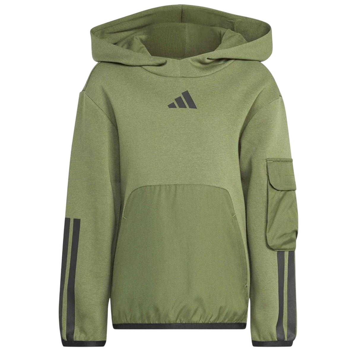 Khaki Green - Front - Adidas Childrens-Kids Utility Hoodie