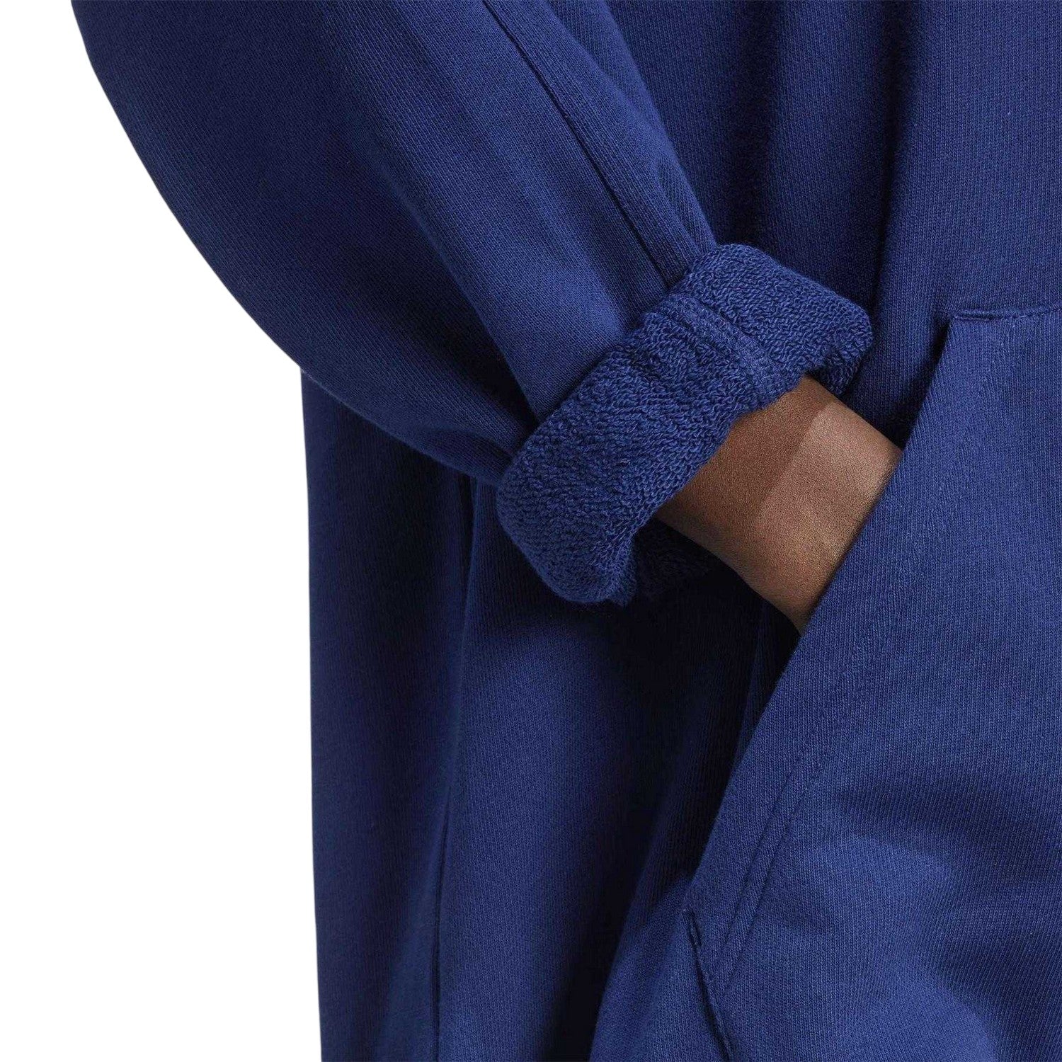 Dark Blue - Side - Adidas Womens-Ladies Essential French Terry Loose Fit Hoodie