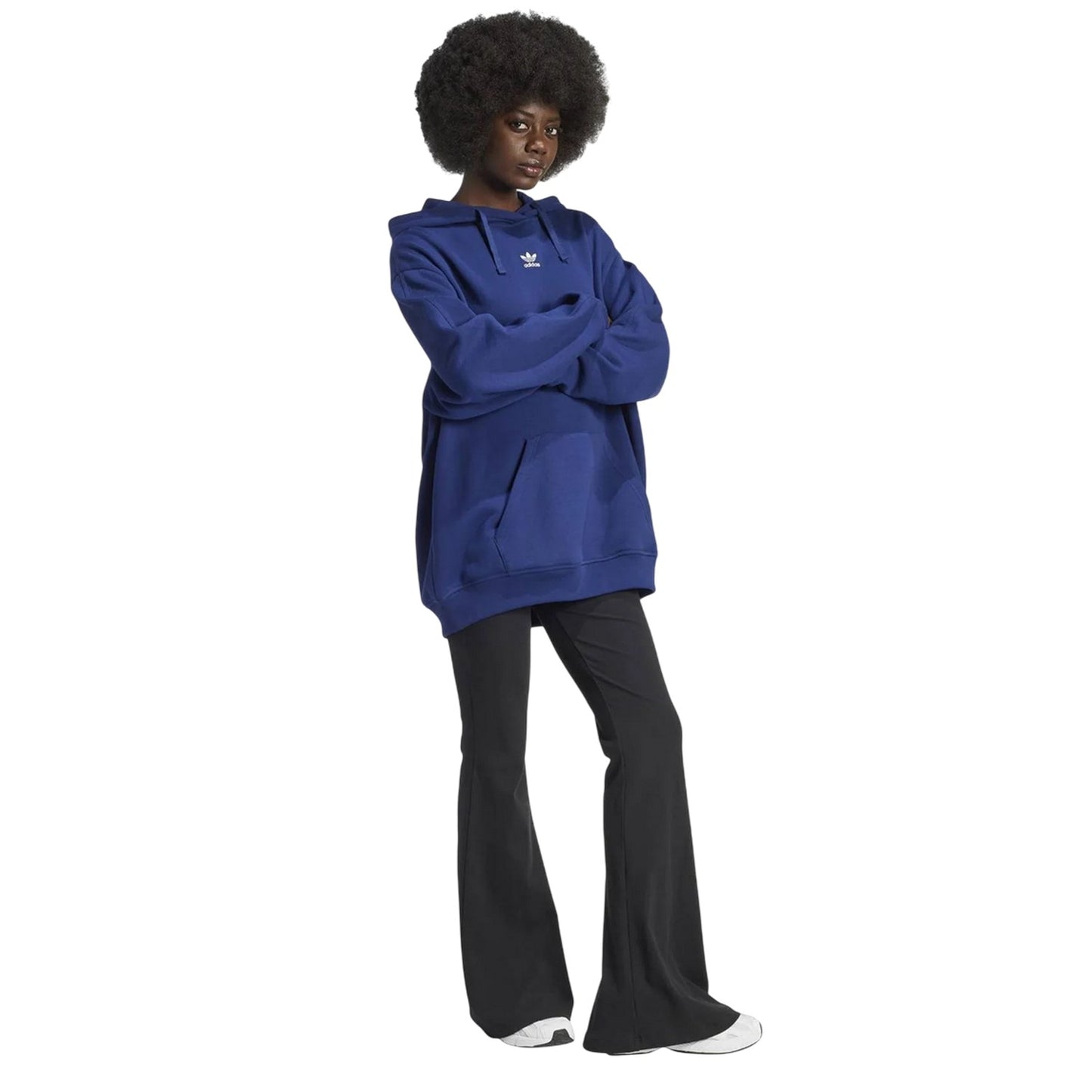 Dark Blue - Lifestyle - Adidas Womens-Ladies Essential French Terry Loose Fit Hoodie