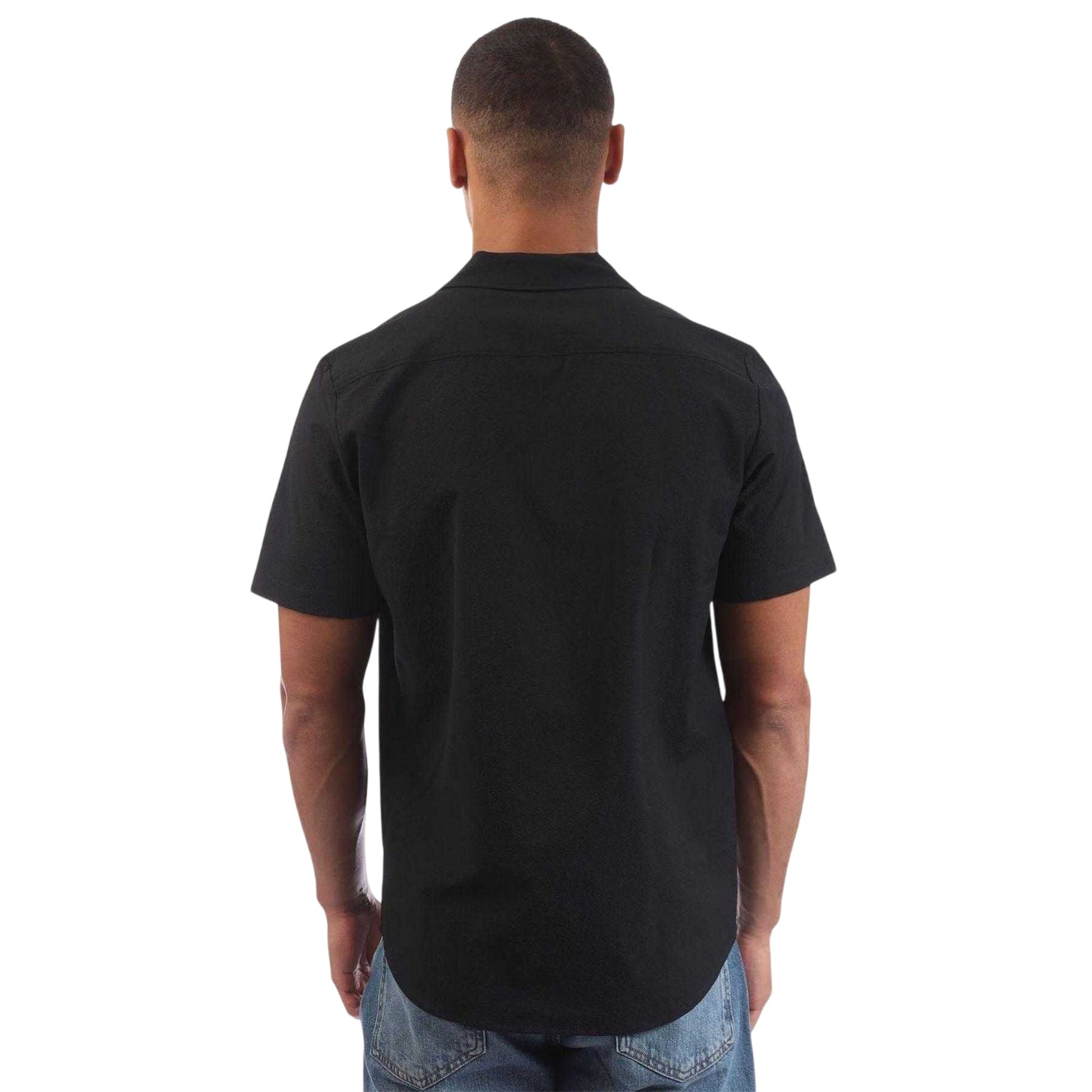 Black - Back - Hugo Mens Ellino Polyester Short-Sleeved Shirt