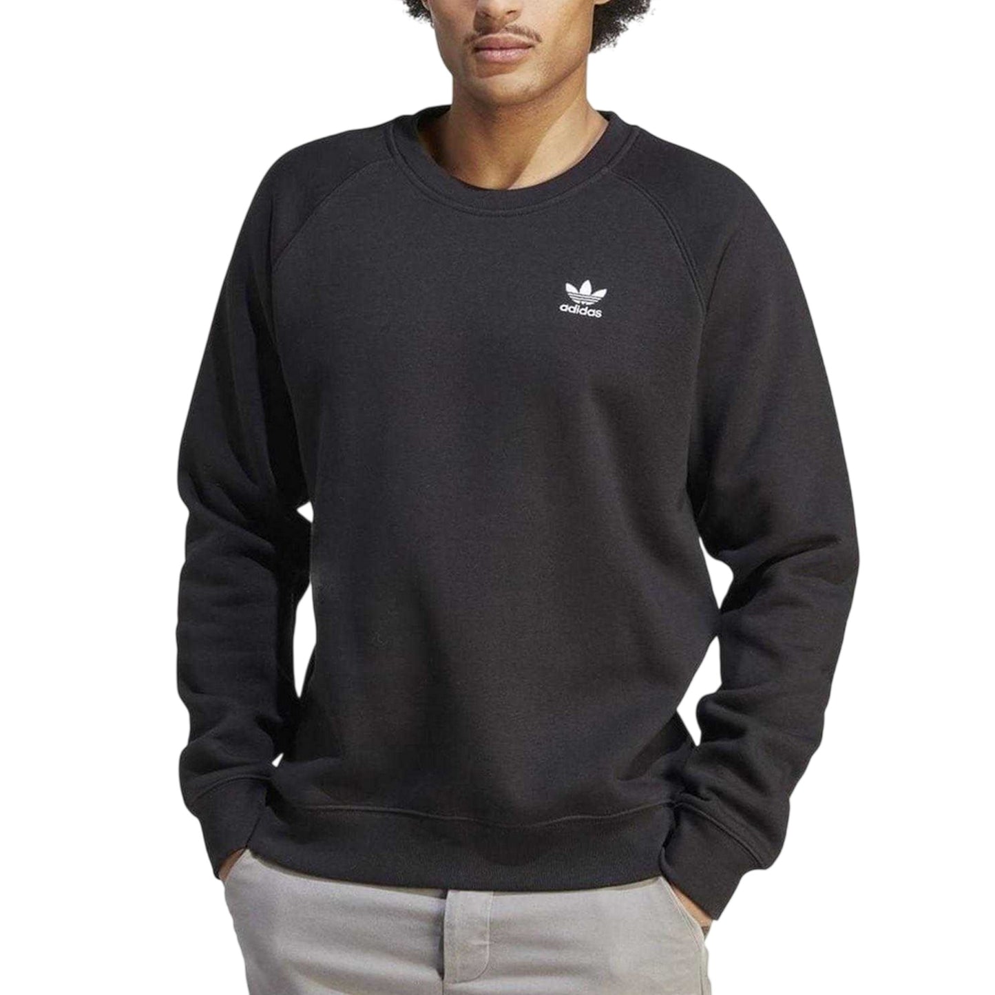 Black - Side - Adidas Mens Essential Crew Neck Sweatshirt