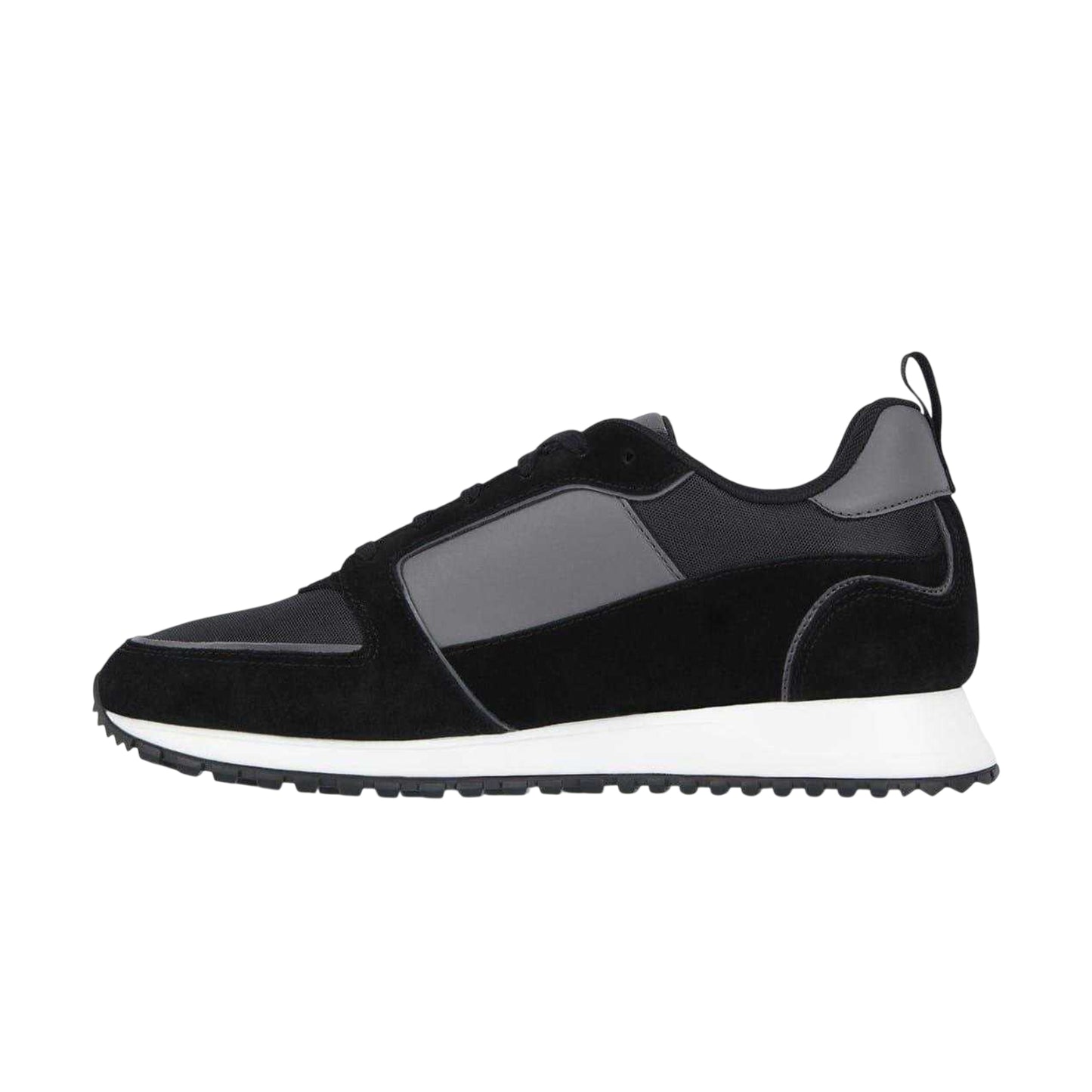 Black - Side - Loyalti Mens Leather Low Cut Trainers