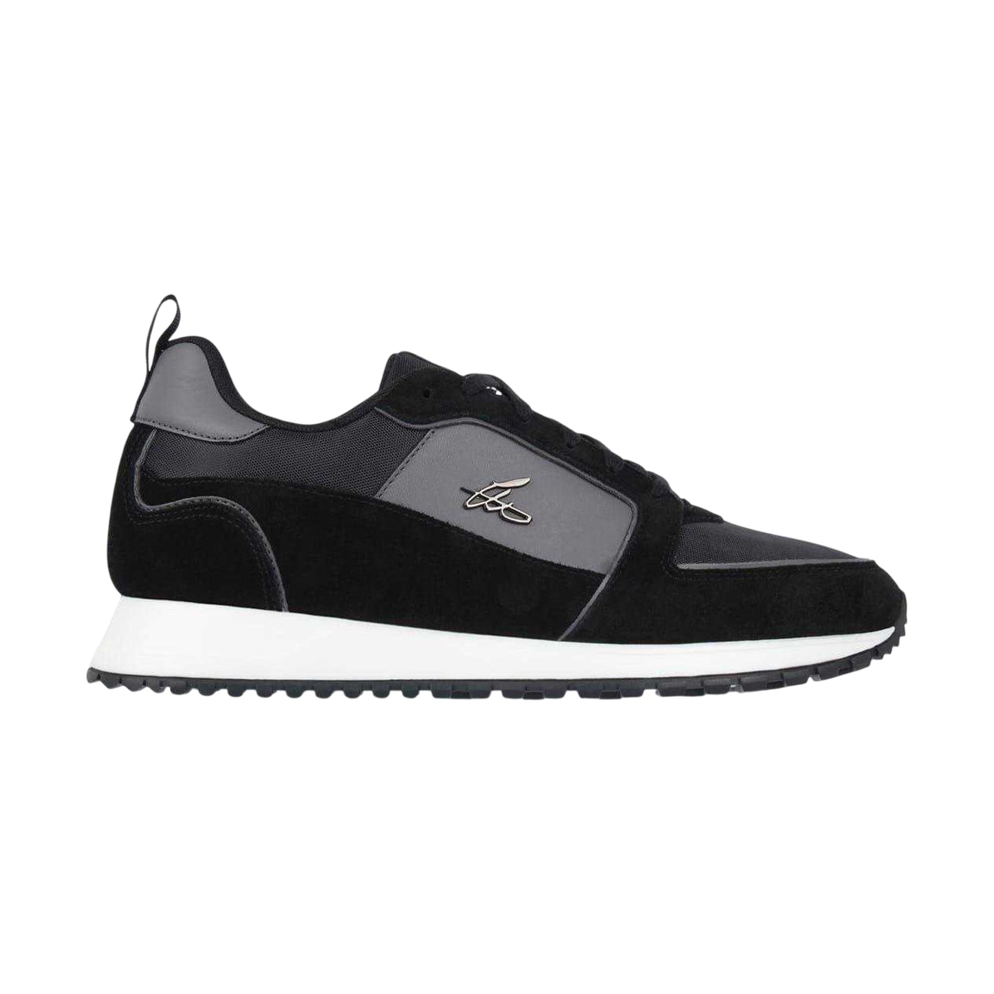 Black - Front - Loyalti Mens Leather Low Cut Trainers