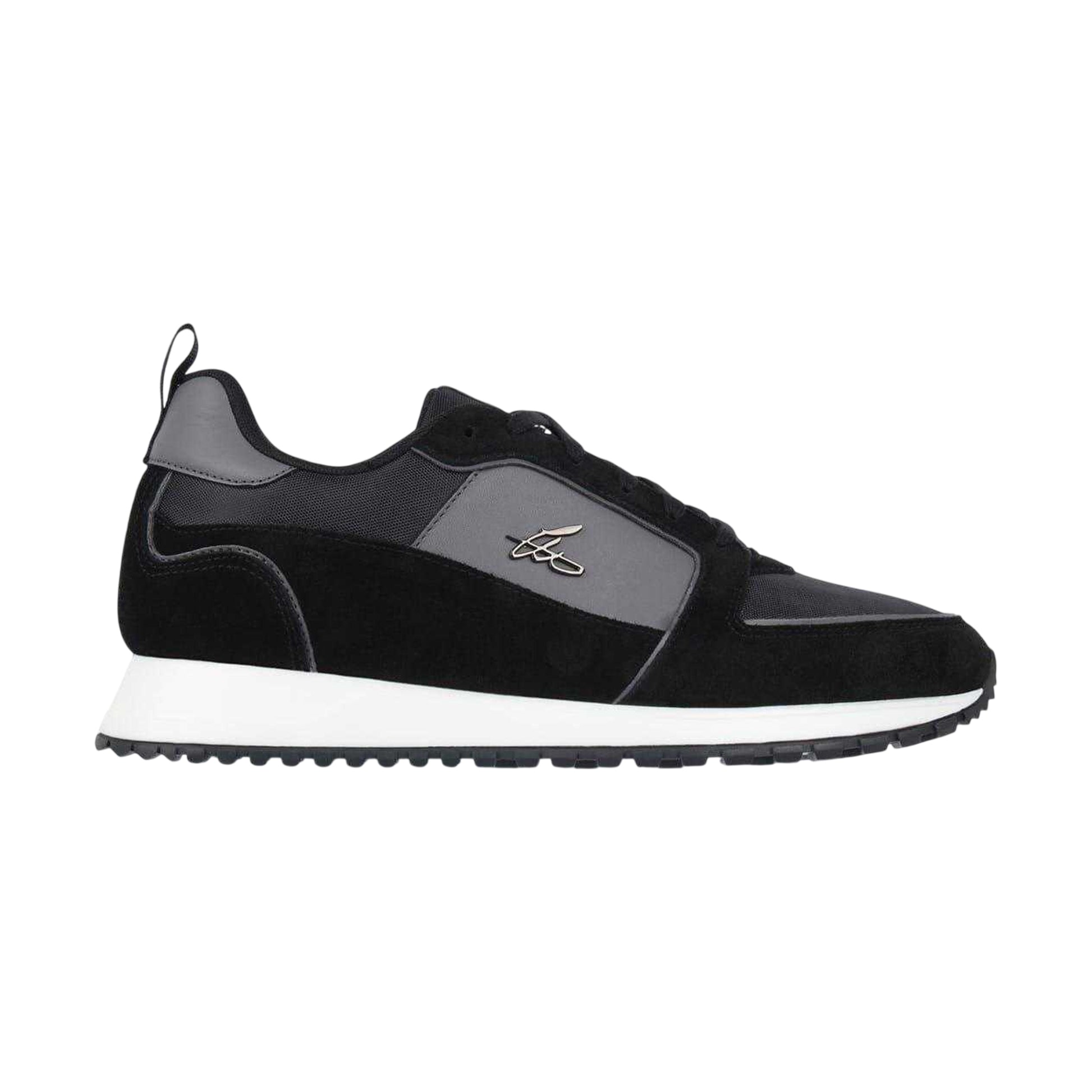 Black - Front - Loyalti Mens Leather Low Cut Trainers
