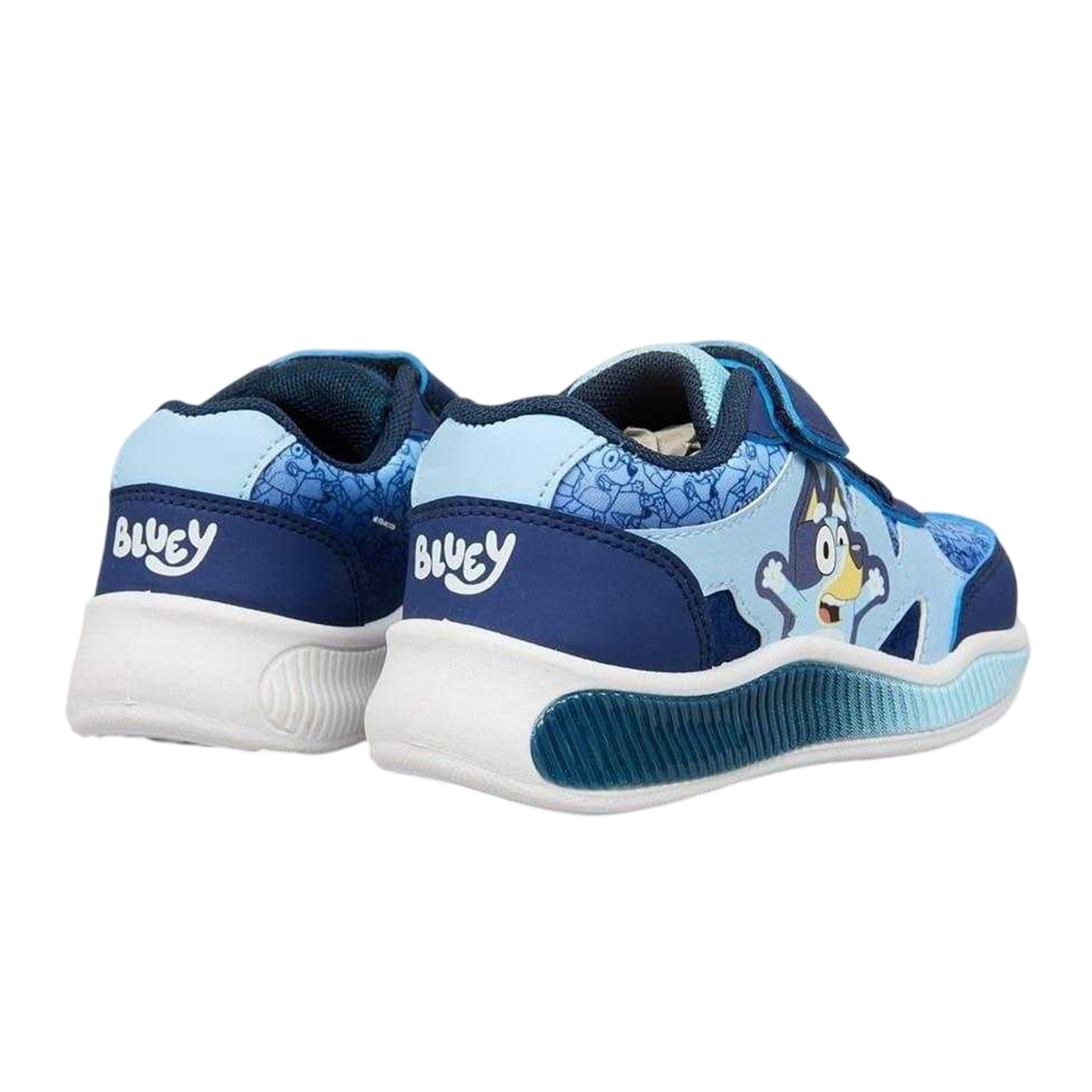 Blue - Back - Bluey Childrens-Kids Bingo Leather Trainers