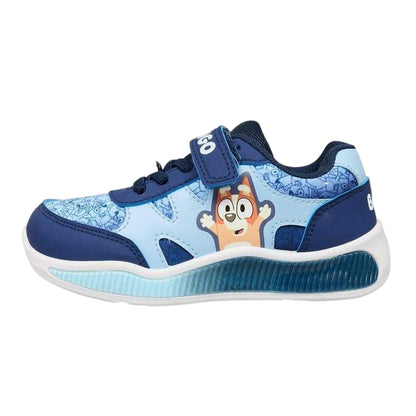 Blue - Side - Bluey Childrens-Kids Bingo Leather Trainers