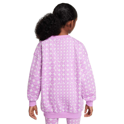 Fuchsia-White - Side - Nike Girls Club Fleece Oversized Sweatshirt