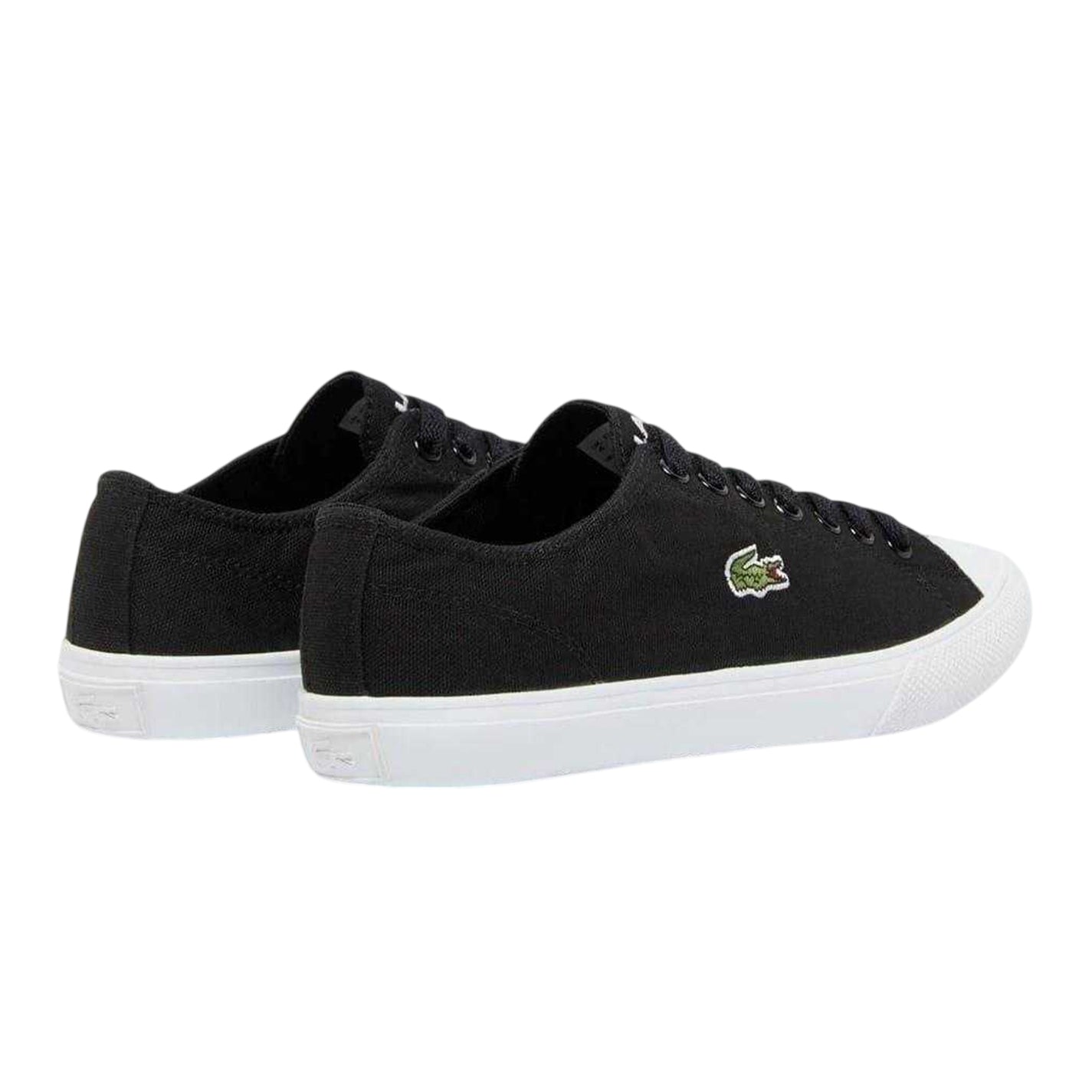 Black - Back - Lacoste Mens Logo Leather Flat Trainers
