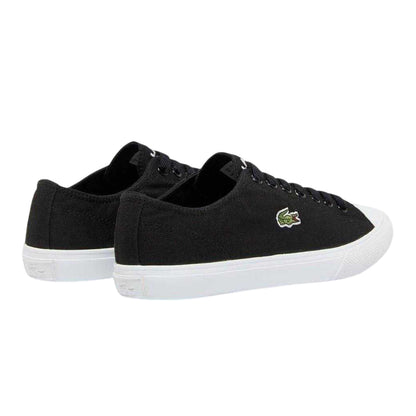 Black - Back - Lacoste Mens Logo Leather Flat Trainers