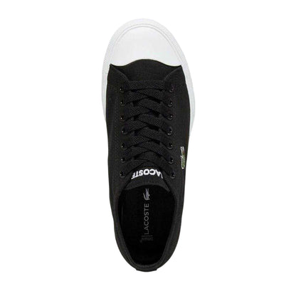 Black - Side - Lacoste Mens Logo Leather Flat Trainers