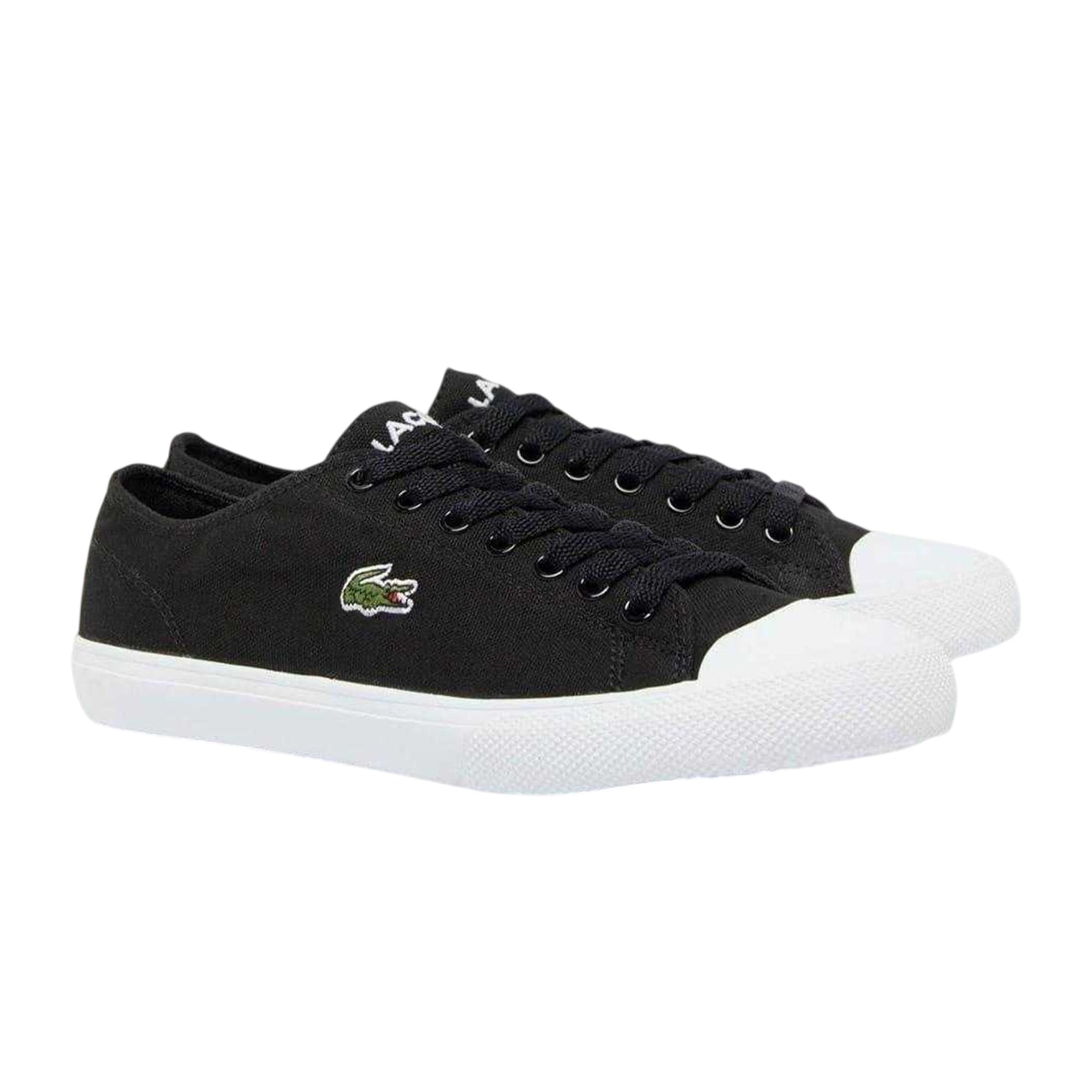 Black - Front - Lacoste Mens Logo Leather Flat Trainers