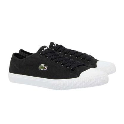 Black - Front - Lacoste Mens Logo Leather Flat Trainers