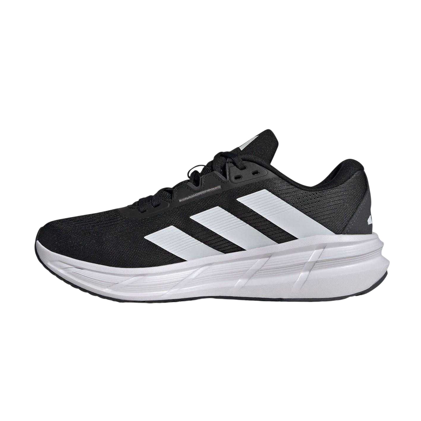 Black-White - Side - Adidas Mens Questar 3 Bounce Trainers