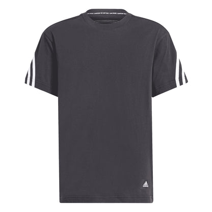 Black - Front - Adidas Childrens-Kids Future Icons 3 Stripes T-Shirt